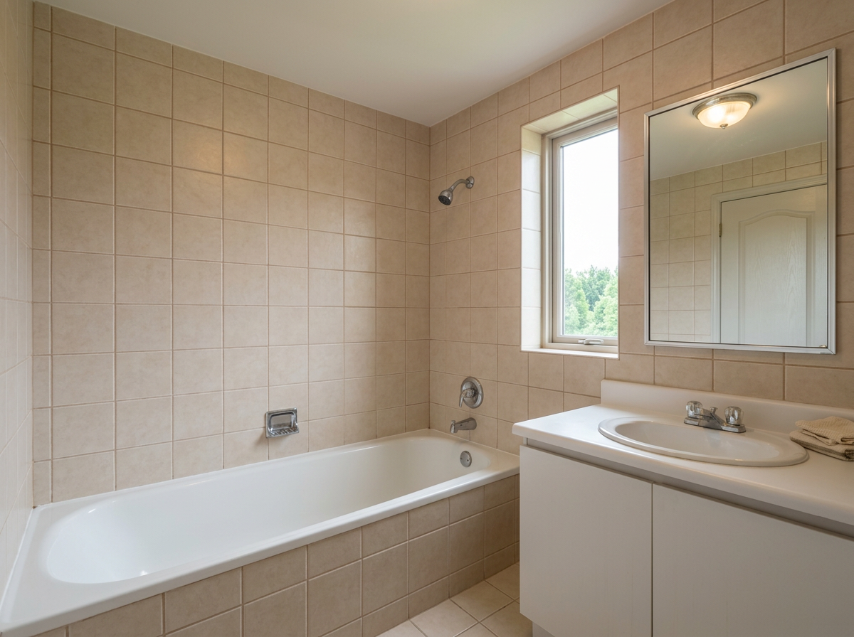 Salle de bains travertin — avant