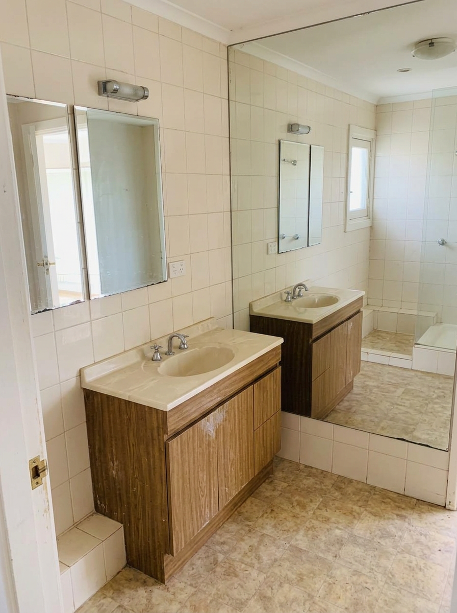 Salle de bains double — avant